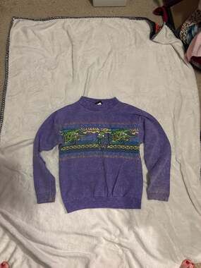 Vintage 90s Iguana Don Graphic Sweatshirt Purple Youth Medium 12/14